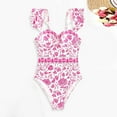 thumbnail image 5 of Womens One Piece Swimsuit Tie Floral Bathing Suits Fashion Print Soft V Neck Plus Size Swimwear with Bra (Hot Pink L), 5 of 6