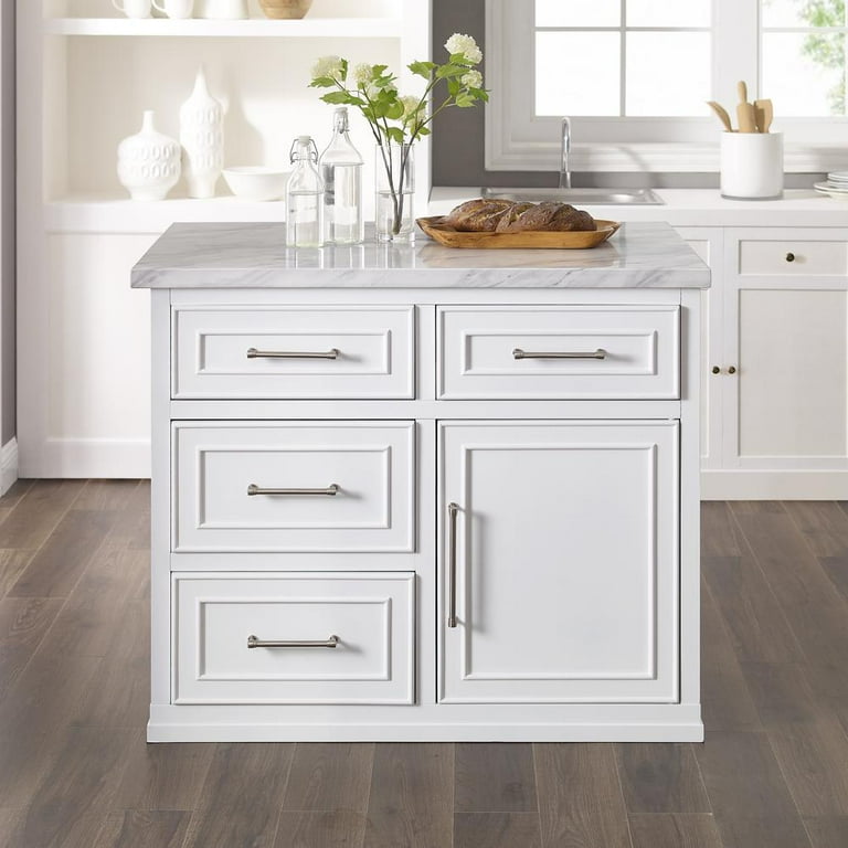 Crosley Furniture Cutler Faux Marble Top Kitchen Island - Walmart.com