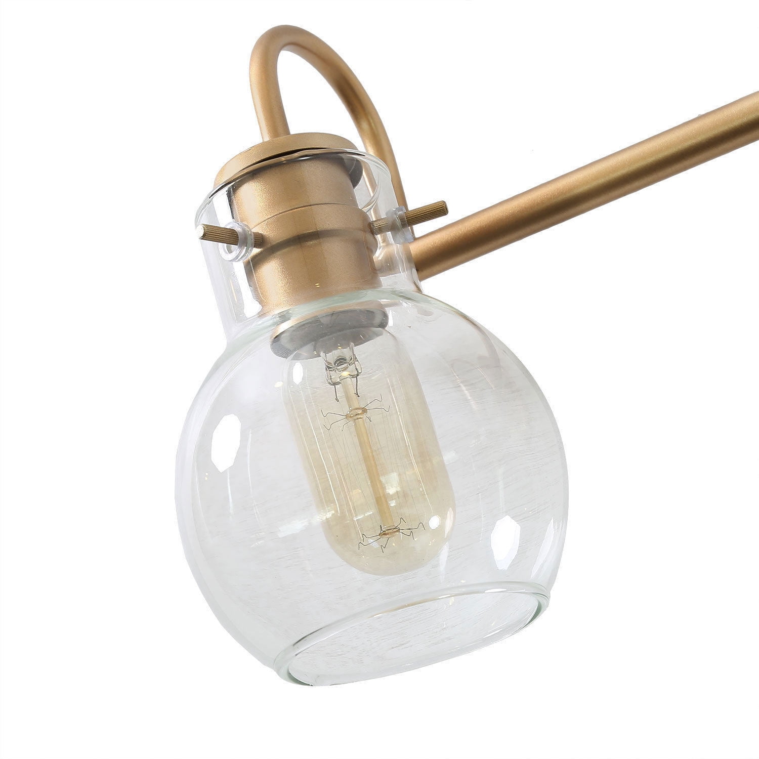 LNC 3-Light Gold Round Clear Glass Shade Modern Bathroom Vanity Lighting Fixutre