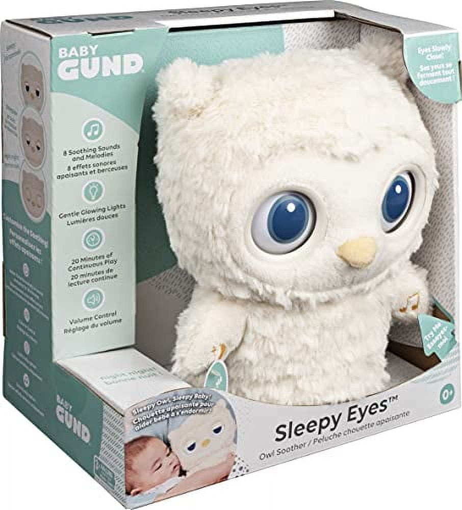GUND Sleepy Eyes Owl Plush Sleep Soother with Night Light & Sound Machine for Babies, 8”