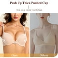 thumbnail image 2 of YANDW Front Closure Push-up Bra Strappy Thick Padded Cross Back Add 2 Cup Plunge Underwire Bras 40A, Beige, 2 of 7