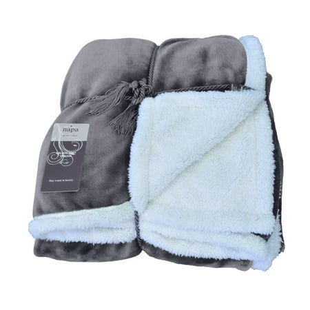 Napa Super Soft Micro Mink Fleece Sherpa Bed Throw TV Blanket 50" x 60" Reversible