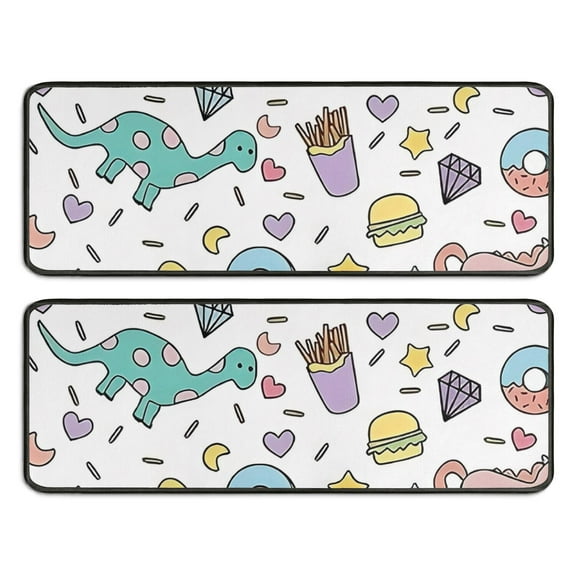 Kitchen Rugs Sets Of 2,Colorful Fantasy Food Elements Pattern Anti Fatigue Kitchen Mat Rugs Non Slip Washable,Decorative Kitchen Floor Mats for Kitchen,Sink,Laundry,17"x47" 17"x47"