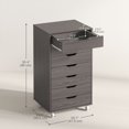thumbnail image 2 of Classeur Mobile à 7 Tiroirs à Grain de Bois Gris pour Rangement de Bureau à Domicile - 35,4 Pouces de Hauteur, Support d'Imprimante Roulant avec Roues et Conception Anti-Basculement, 2 of 7