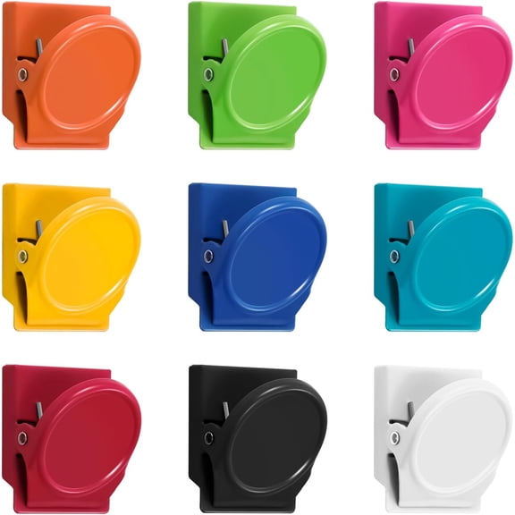 Magnetic Clips,9 Pcs Strong Fridge Magnet Clip,Whiteboard Magnets Clips,Clips Magnets,Coloured Magnet Clips Scratch-resistant for Fridge for Whiteboard,Classroom,Office