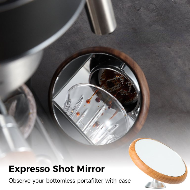 Espresso Mirror, 360° Rotation Espresso Tools Flow Rate Observation  Reflective Mirror With Magnetic Base, Wooden Coffee Maker Accessories Tool  For Home Barista Cafe Bar, (beech/walnut) - Temu