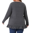 thumbnail image 3 of Agnes Orinda Blusas de Túnica Casual de Tallas Grandes para Mujeres con Cuello Redondo, Manga Larga, Dobladillo con Volantes y Bolsillos, Gris Oscuro 4X, 3 of 6
