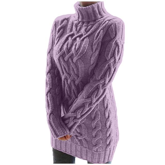 Ensembles de Détente pour Femmes, Robe Chandail Ajustée Taille Haute Hiver (Violet, TG)