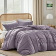 thumbnail image 3 of Regency Heights Twin/Twin XL Duvet Cover Set, Soft Washed Pleated Duvet Cover Twin/Twin XL, 2-Piece Dorm Bedding Set with Pillow Shams, Purple, 3 of 12