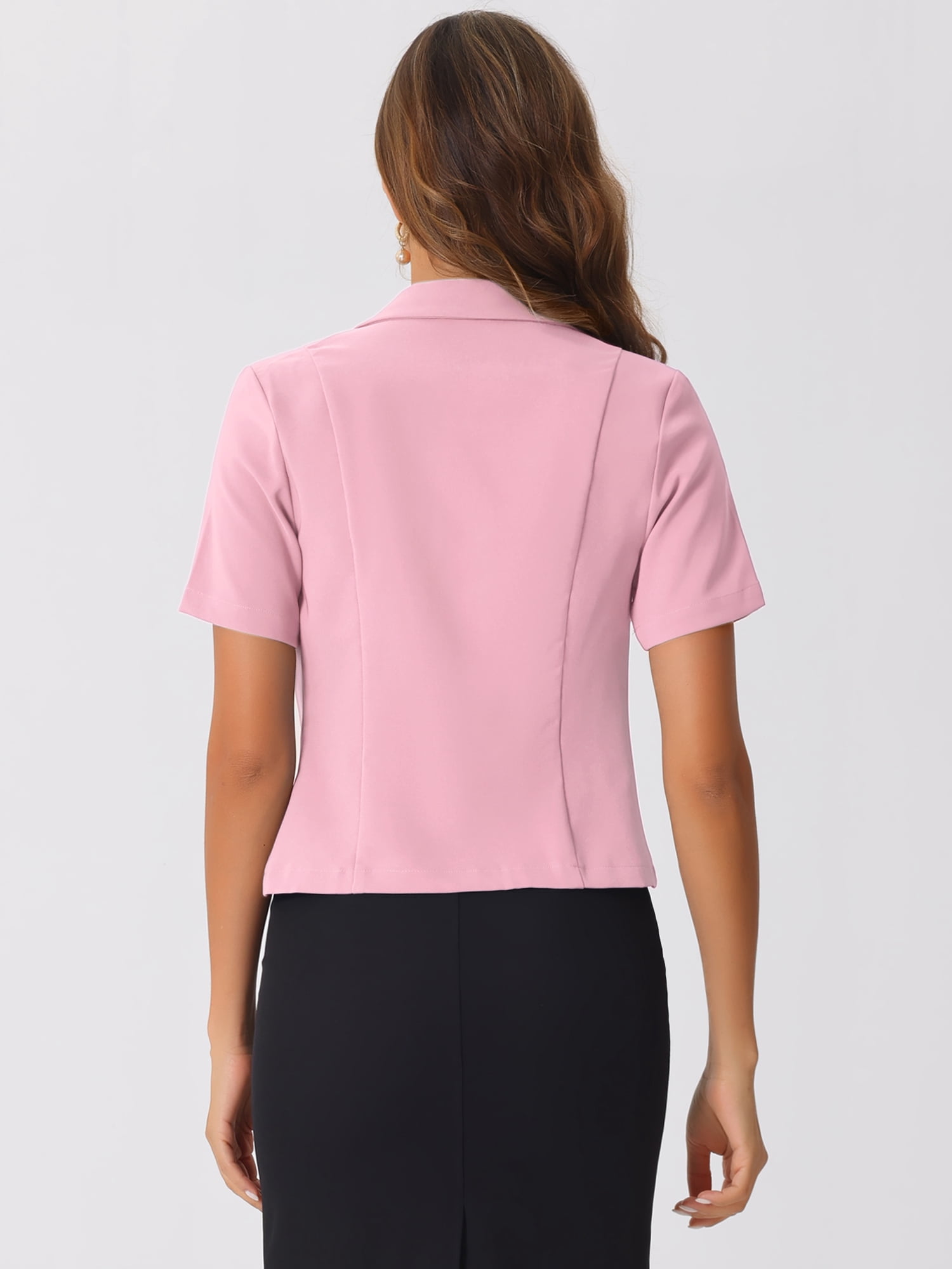 DARING DIVA Cardigan Open Front Notch Lapel Blazer S Dusty Pink