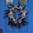 thumbnail image 3 of CHAO 【47 × 47 cm】 Corona de calavera de calabaza de Halloween para colgar en la puerta, simulación de fiesta navideña, anillo de ratán, accesorios de decoración para colgar en la pared, 3 of 5