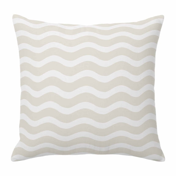 Cream Stripe Pillow Covers 16x16 Inch, Modern Abstract Waves Beige Striped Linen Pillowcase with Invisible Zipper, Decorative Throw Pillow Covers Cushion Case for Couch Sofa Bed Living Room