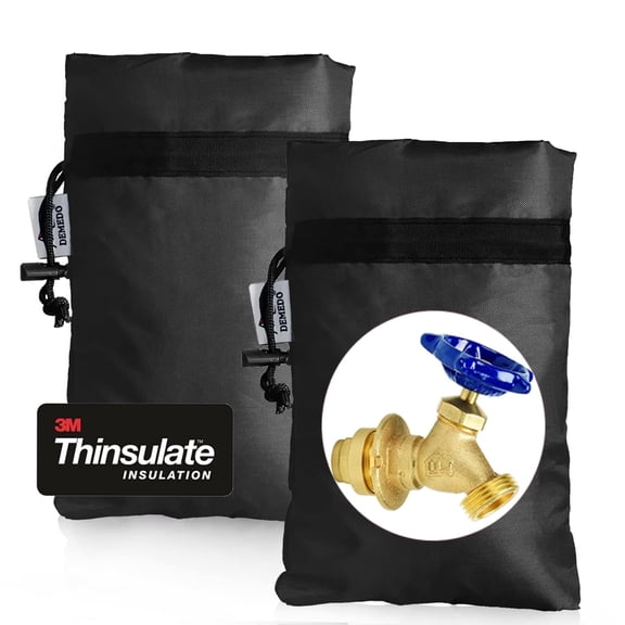 Enlarge Outdoor Faucet Cover for Winter Freeze Protection, 3M Thinsulate, 10”H x 6.3”W Hose Bib Covers for Wall Taps Outside, Waterproof & Frost Free Insulated Spigot Cover, 2 Pcs Faucet Socks