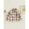thumbnail image 2 of Toddlers Little Boys Girls Mixed Color Plaid Shacket Jacket Lapel Long Sleeve Single-breasted Outerwear Coat with Pockets, 2 of 7