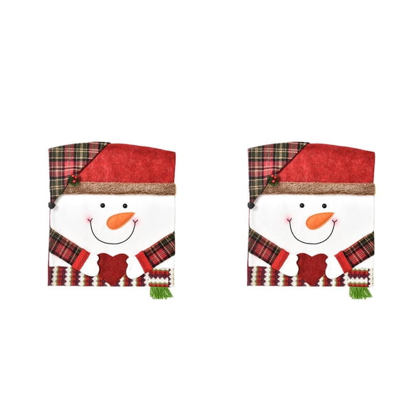 Moyic Funda trasera para silla de tela de franela con diseño de muñeco de nieve de Papá Noel Muñeco de nieve 2piezas Moyic CBP183636
