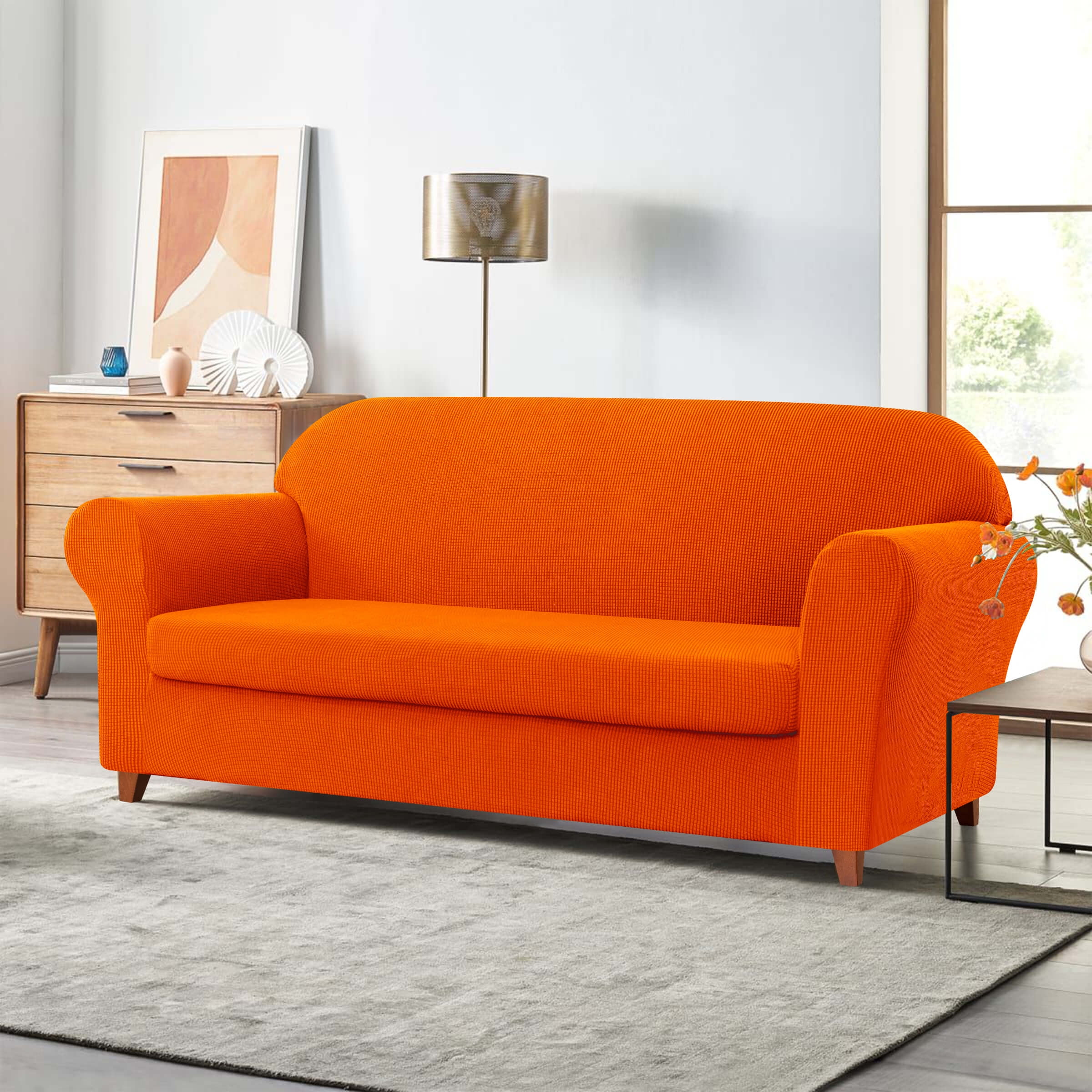 Subrtex Sofa Cover 1 Piece Slipcover with extra Stretch Cushion Seat Cover, Sofa, Orange