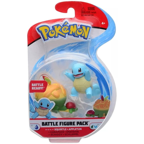 Pokemon - Articulated Battle SQUIRTLE & APPLETUN Action Figures, 2", 2 Pack