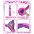 thumbnail image 2 of FosPower Auriculares para niños con orejas de gato LED (límite de volumen seguro de 85 dB), auriculares supraaurales con cable suaves de 3,5 mm con cables sin enredos para iPad/tableta/escuela/viajes, 2 of 5