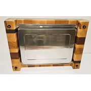 End Grain Cutting Board with Stainless Steel Tray