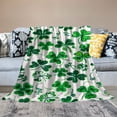 thumbnail image 2 of Nawypu St. Patrick's Day Soft Throw Blanket: Greens of Ireland Clovers and Shamrocks Design (Shamrock Shenanigans), 2 of 6