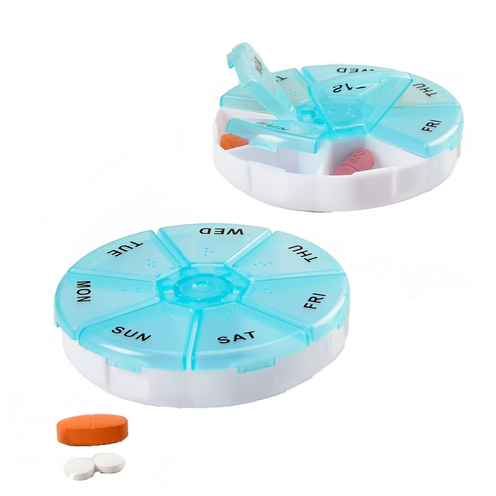 Days of the Week Round Pill Box Teal