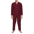 thumbnail image 3 of Fotbe Maroon Pattern Long Sleeve Pajama Set for Men,Sleepwear Set,2-piece Loungewear Set,Soft PJs Comfy Nightwear with Pockets-, 3 of 7