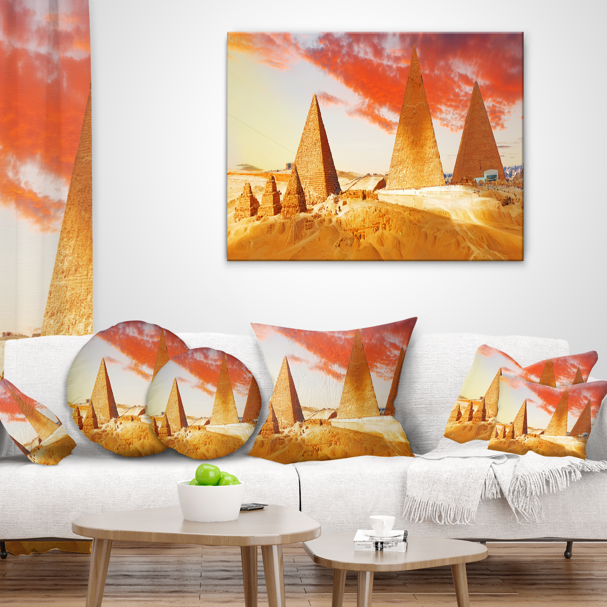 Designart Great Pyramids at Giza - Landscape Printed Throw Pillow - 18x18
