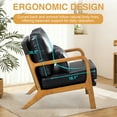 thumbnail image 3 of Mid-Century Modern Accent Chair with Pillow, Upholstered Armchair with Solid Wood Legs for Living Room, Bedroom, Small Space,Black, 3 of 6