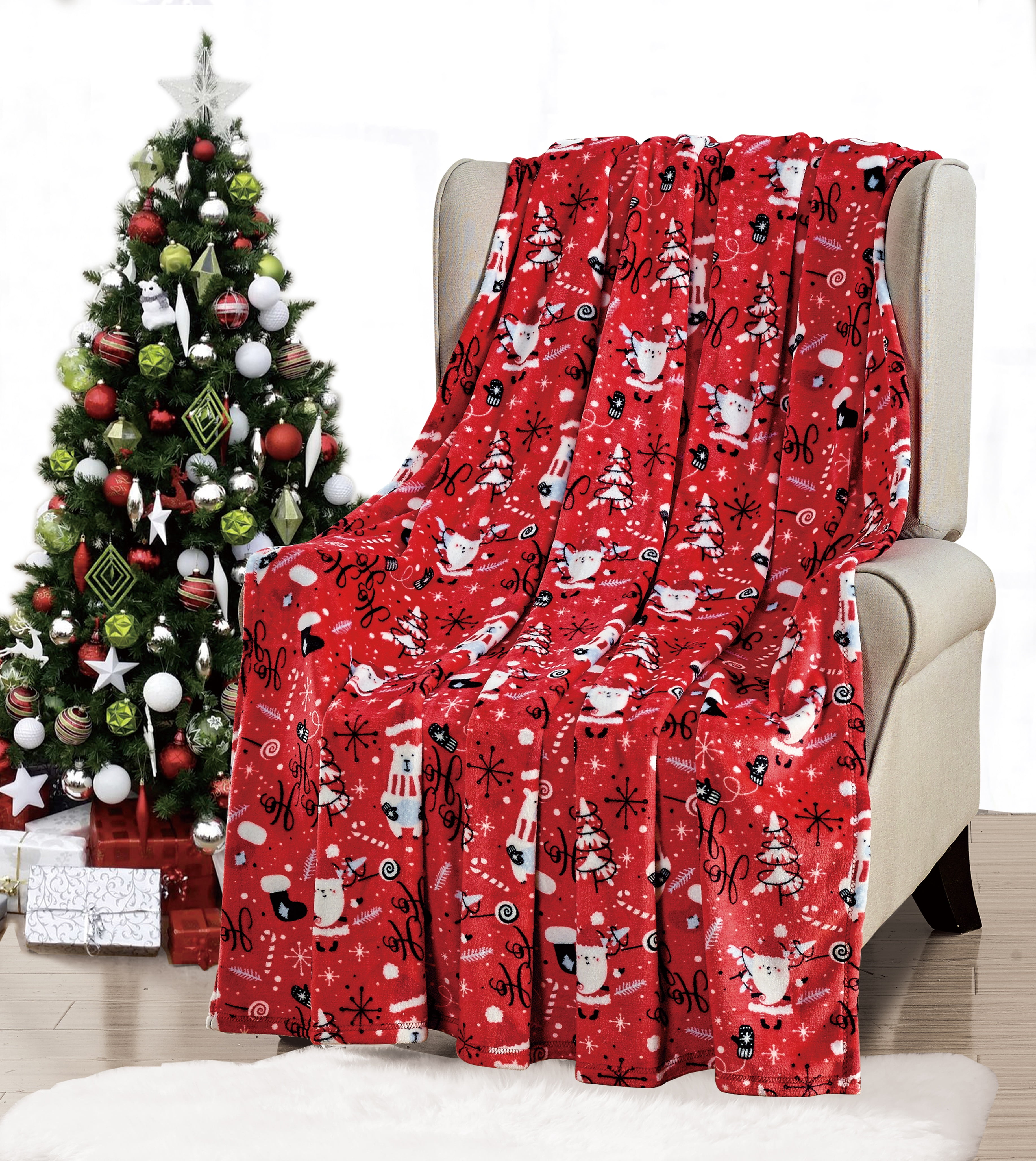 Holiday Splendor Collection Microplush Throw Blanket (50" x 60") Santa Claus