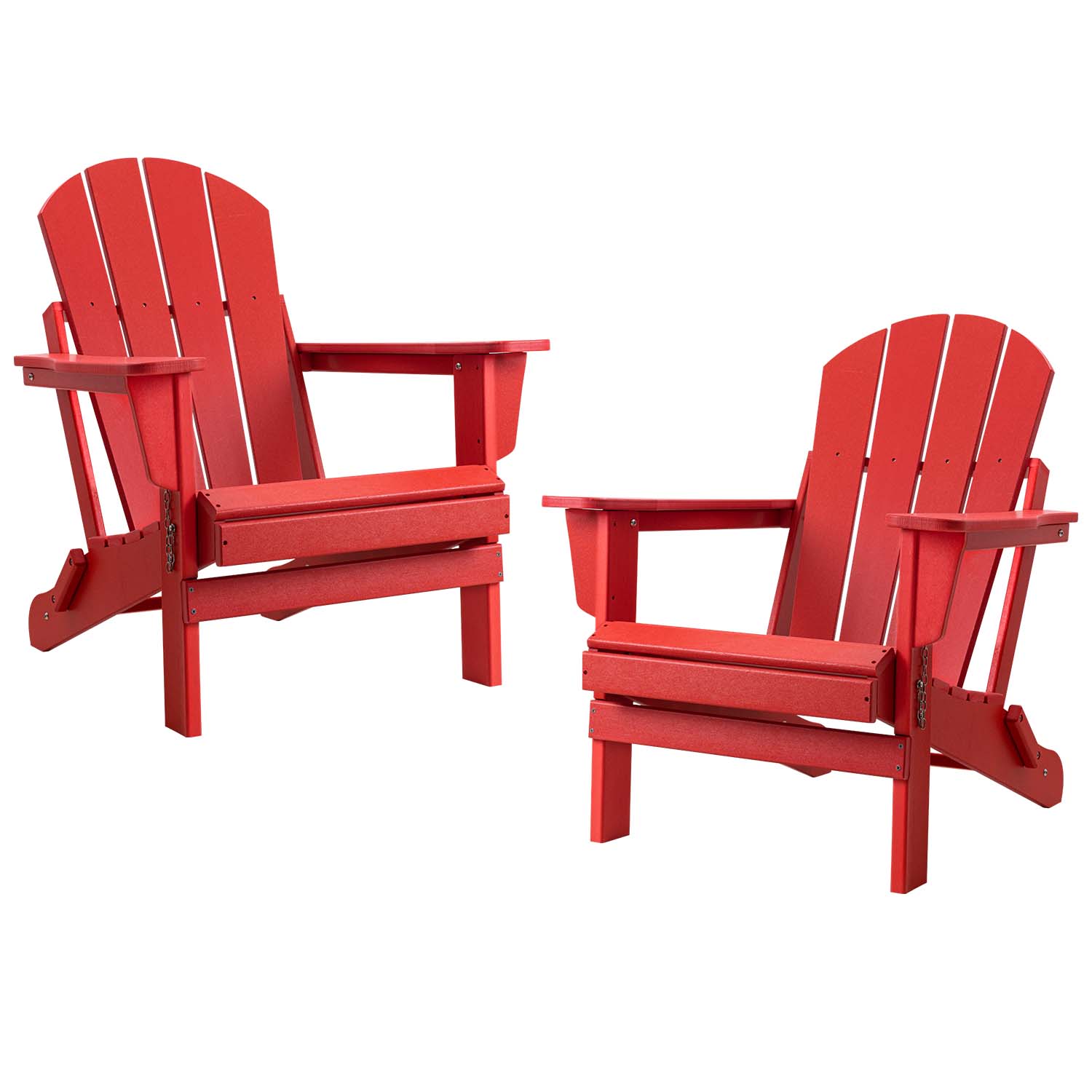 Devoko Folding Adirondack Chair Set of 2 HDPE Weather Resistant Outdoor Lounge Chair, Red - image 2 of 6