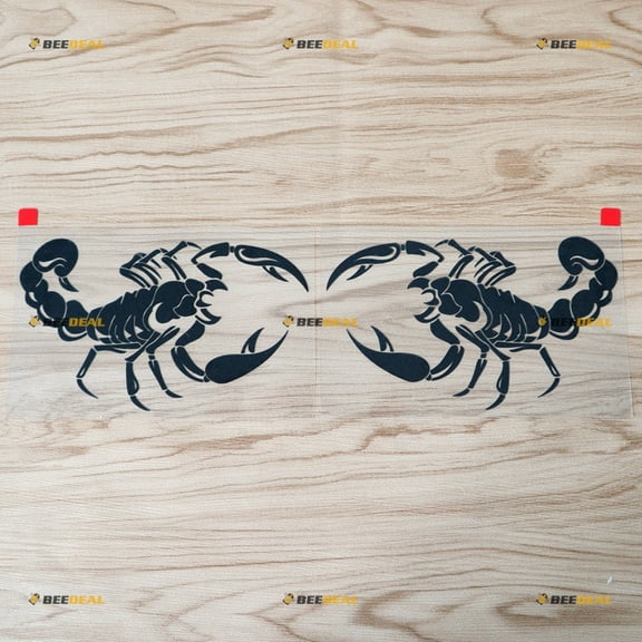 Pair Mirror Images 6" Black Scorpion Decal Bumper Sticker Car Vinyl
