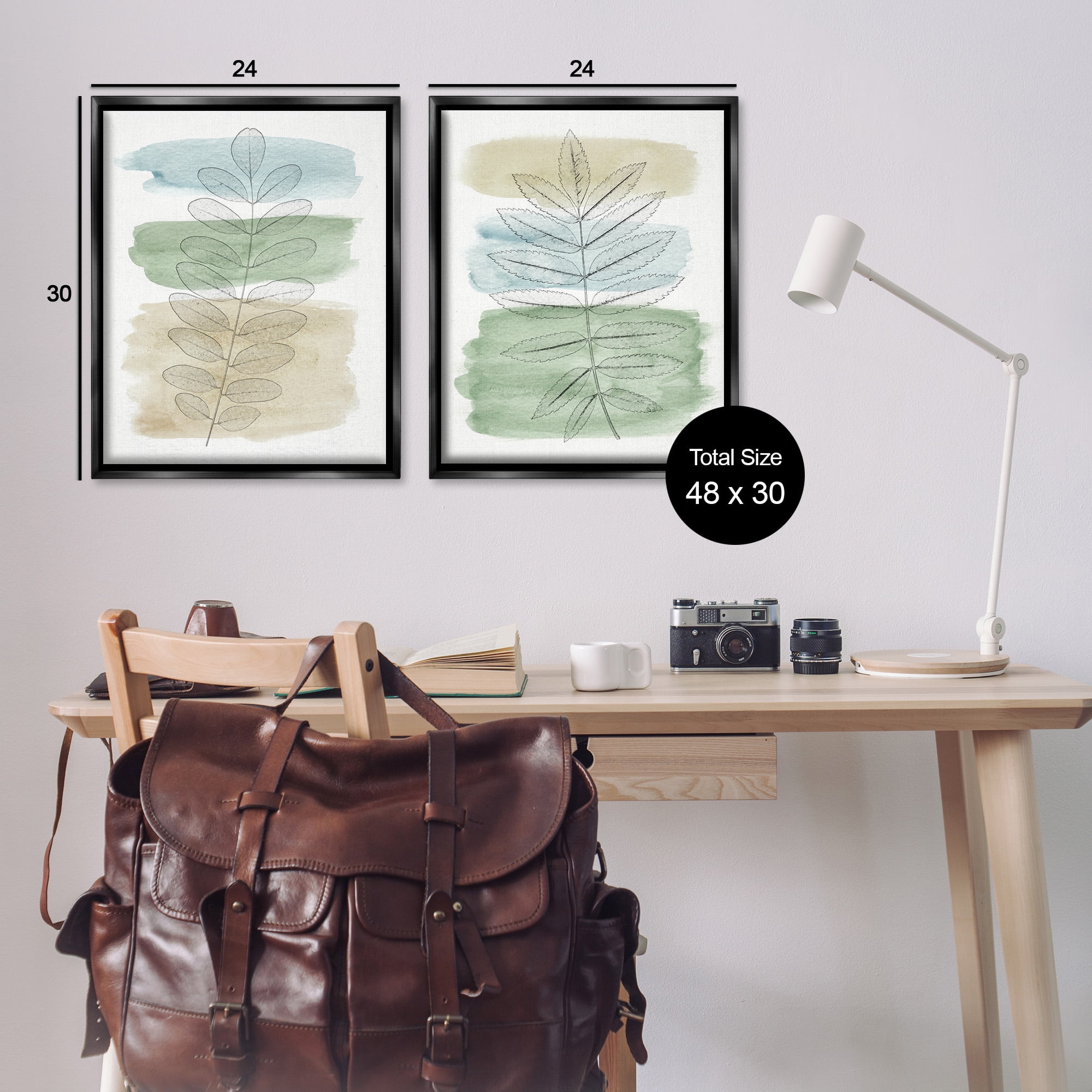 Stupell Industries Neutral Spring Forest Branches Botanical & Floral Painting Black Floater Framed Canvas Art Print Wall Art, 25 x 31, Set of 2