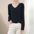 thumbnail image 2 of TRUBKH Women's Sweaters V Neck Tops Long Sleeve Shirts Tunic Tops Blouse Oversized Sweaters for Women Wool Blend Sweater Relaxed Fit Going Out Tops Sweaters for Women Trendy Black S, 2 of 4