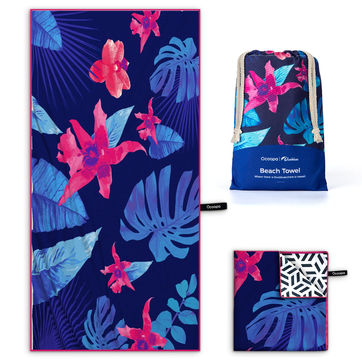 OCOOPA 63"x 31" Microfiber Beach Towel, Extra Large Fast Dry Oversized