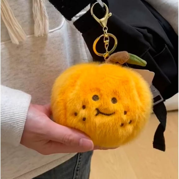 Cute Peelable Orange Segments Fruit Plush Toy Stuffed Soft Simulation Food Keychain Cartoon Gift