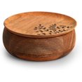 thumbnail image 2 of ExclusiveLane 'Burnt Leaf' Wooden Chapati Box for Kitchen with Lid |Handcrafted Wooden Roti Box for Kitchen Chapati Casseroles Wooden Serving Casseroles Serveware (Mango Wood, 8.2 inch, 1080 ML), 2 of 7