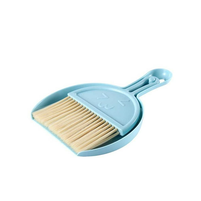 Keyboard Broom with Handle Cleaning Brush Dustpan Kit Debris Electronics Brushes for Home Kitchen Office Corner Blue