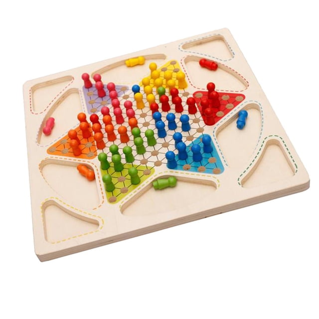Abbracc Wooden Game Set Chinese Checkers Flying Chess Travel Set 2 in 1 Portable