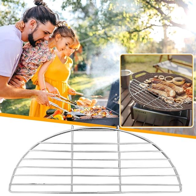 2PCS Small Half Round Cooling Rack,Stainless Steel Grill Rack Grates for Grill and Wire Rack Cooling Grid,BBQ Grill Rack Baking Tray Rack Cooling Grid,Cooking Racks Camping Supplies for Hiking