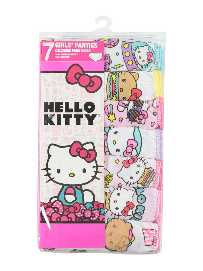 Hello Kitty Sanrio Girls' 100% Cotton Underwear, 7 Pack Panties
