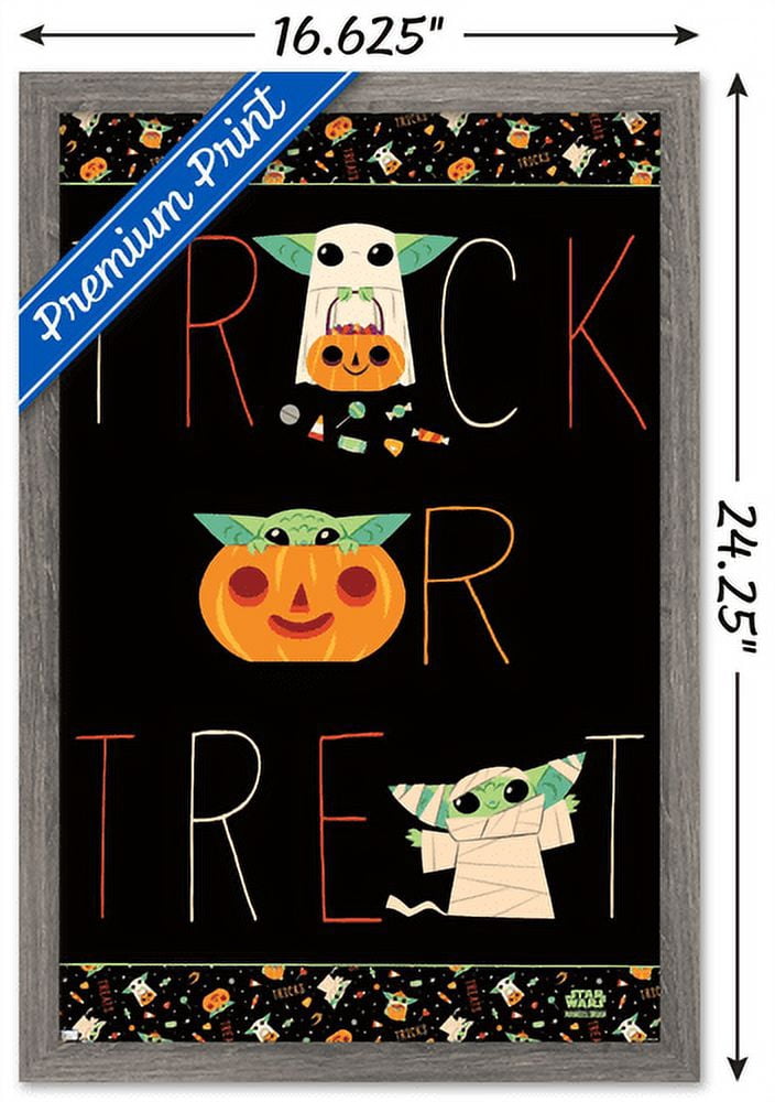 Star Wars: The Mandalorian - Grogu Trick Or Treat Wall Poster, 14.725" x 22.375", Framed