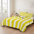 thumbnail image 2 of Queen Quilt Set 90''x96'', Yellow Striped Lightweight Bedspread Coverlet Set with 2 Pillow Shams, Modern Farmhouse Yellow White Stripes Breathable All Season Quilt Bedding for Bedroom/Guest Room, 2 of 9