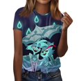 thumbnail image 2 of Hazbin Hotel Camiseta Manga Corta Cuello Redondo Estampada Moda Casual Mujer Azul/S, 2 of 5
