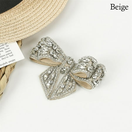 High Heel Handmade DIY Bags/Clothes/Shoes Rhinestone Wedding Bride Bow Shoes Flower Jewelry Shoes Decorations Bow Shoes Charm Shoes Buckle Accessories BEIGE