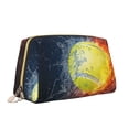 thumbnail image 2 of Naloa Tennis Ball On Fire And Water Leather Makeup Bag for Purse Travel, Portable Small Cosmetic Organizer for Women and Girls, Make up Bag with Zipper, 2 of 8