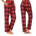 thumbnail image 6 of Gifts Usmixi Trousers for Women Classic Plaid Print Drawstring Elastic Waist Loose Flared Pants Casual Lightweight Homewear Long Pants with Pocket Red m, 6 of 7