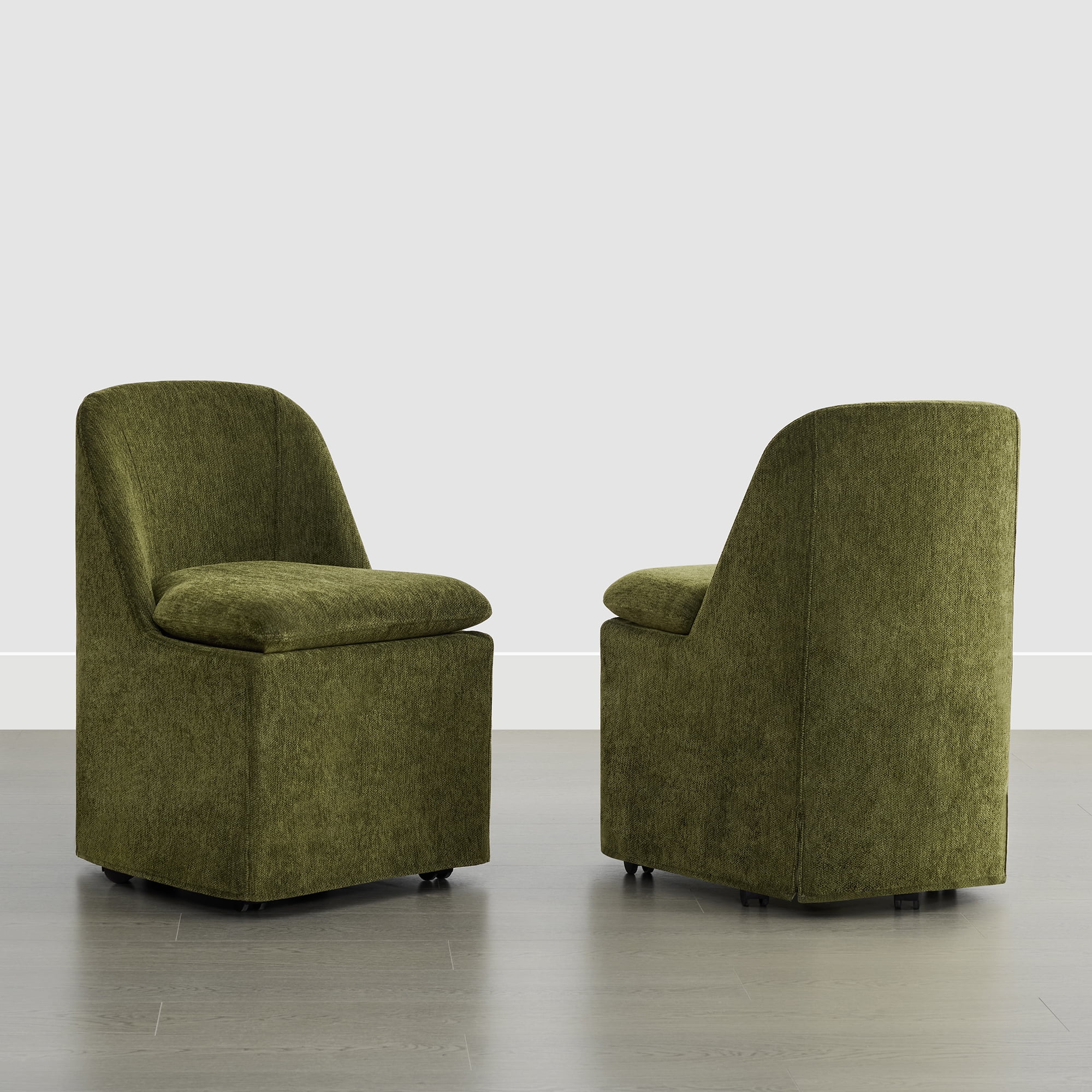 Spruce & Spring Slipcover Dining Chair with Upholstery and Hidden Casters Set of 2, Green