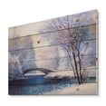 thumbnail image 2 of Designart 'Bridge Of Meandering River With Winter Scenery III' Lake House Print on Natural Pine Wood, 2 of 5