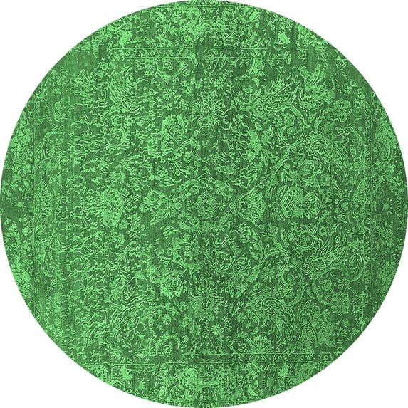 Ahgly Company Indoor Round Oriental Emerald Green Industrial Area Rugs, 6' Round