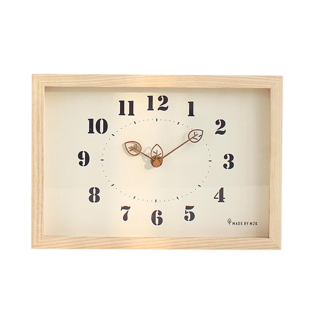 Reloj decorativo de pared para dormitorio, reloj silencioso, arte decorativo, único, sencillo, de madera para Color de la madera